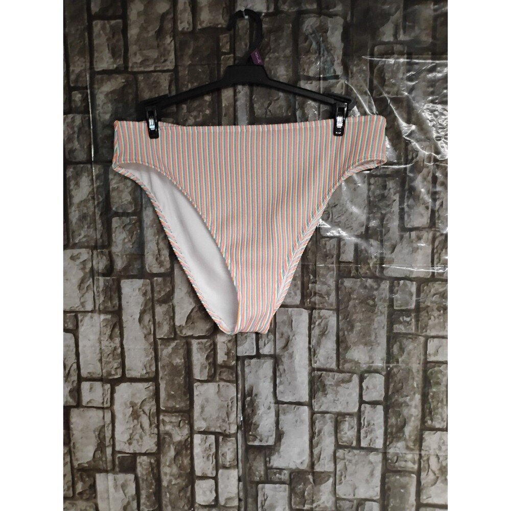 No Boundaries Tanlines Bottom Multi Stripe Swim Suit Womens Size XL (16-18)